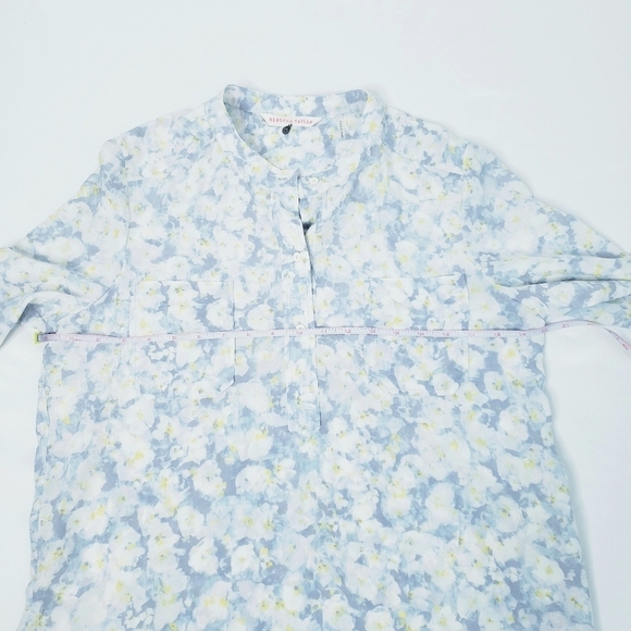 Rebecca Taylor Floral Silk Popover Blouse Top Shirt Size 10 - Picture 6 of 9